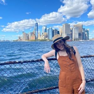 Old Navy Burnt Orange Linen Blend Jumpsuit